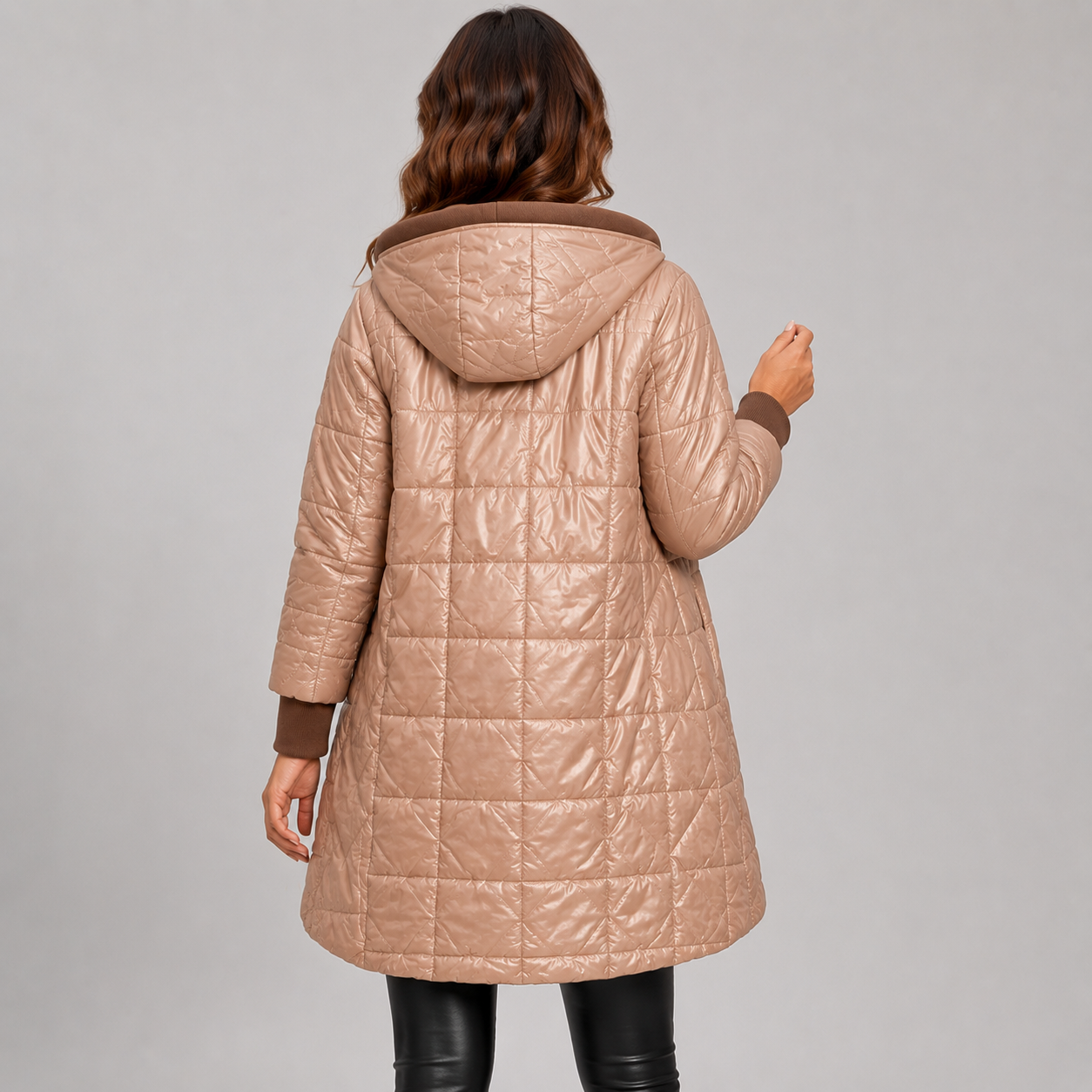 Montviro | Women's Midi Puffer Coat – Warm Hooded Jacket with Pockets