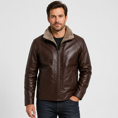 Montviro | Men’s PU Leather Jacket – Warm Lined Regular Fit Winter Style