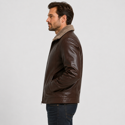 Montviro | Men’s PU Leather Jacket – Warm Lined Regular Fit Winter Style
