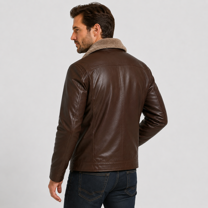 Montviro | Men’s PU Leather Jacket – Warm Lined Regular Fit Winter Style