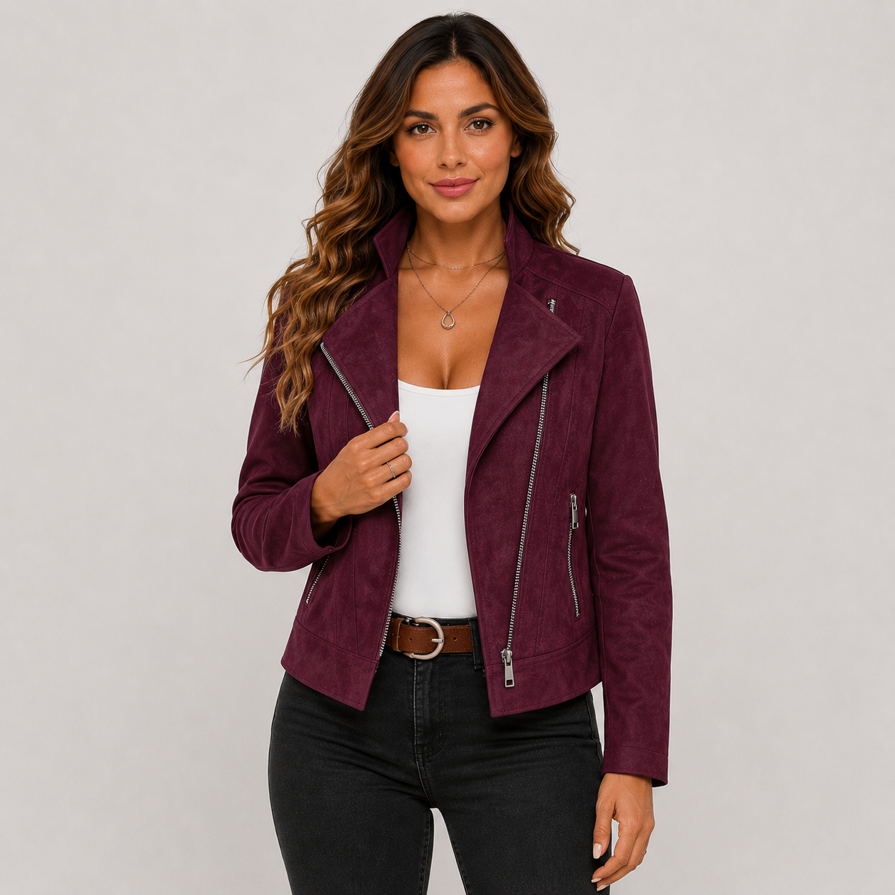 Montviro | Women’s Biker Jacket – Stand Collar Plus Size
