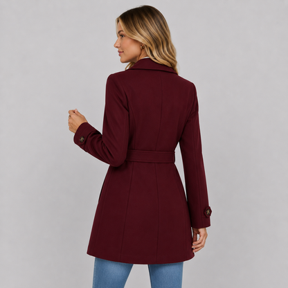 Montviro | Women’s Tweed Coat – Double Breasted Fall Winter Jacket