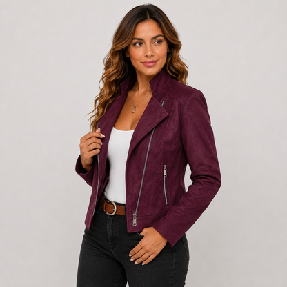 Montviro | Women’s Biker Jacket – Stand Collar Plus Size