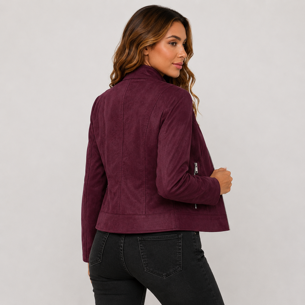 Montviro | Women’s Biker Jacket – Stand Collar Plus Size