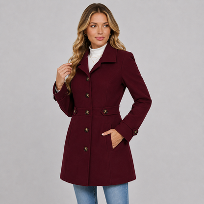 Montviro | Women’s Tweed Coat – Double Breasted Fall Winter Jacket