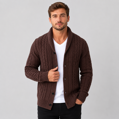 Montviro | Men's Cable Knit Cardigan – Warm Button Front Winter Sweater