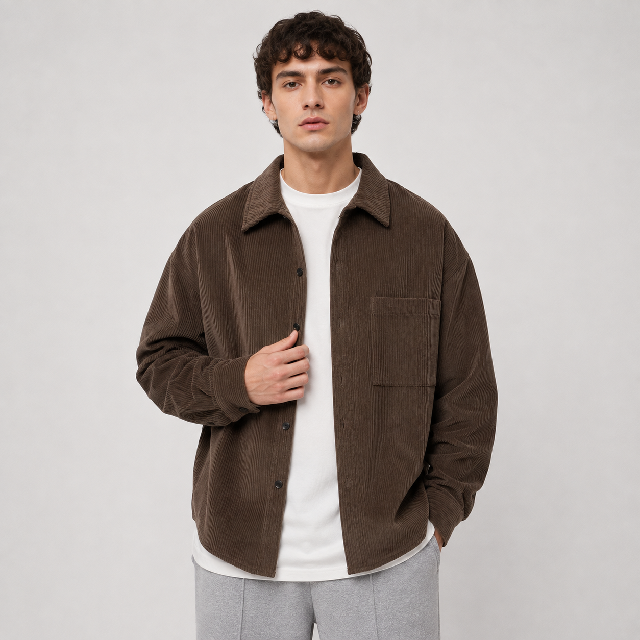 Montviro | Men’s Casual Button Down Shirt Loose Fit Solid Color