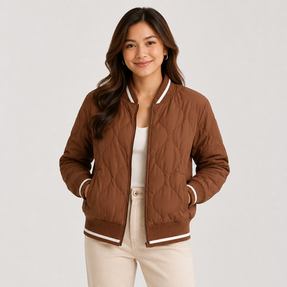 Montviro | Women’s Warm Padded Winter Coat Elegant Color Block Jacket
