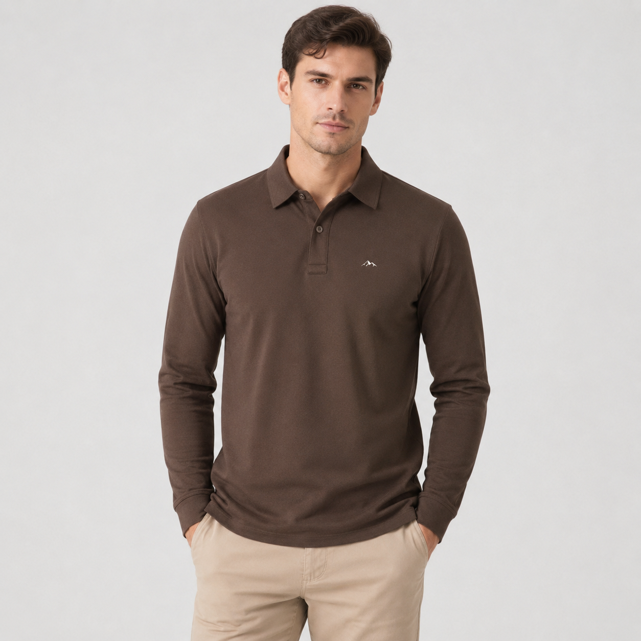 Montviro | Men's Polo Shirt Geometric Print Long Sleeve Regular Fit