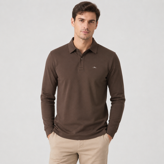 Montviro | Men's Polo Shirt Geometric Print Long Sleeve Regular Fit