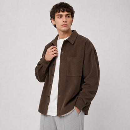 Montviro | Men’s Casual Button Down Shirt Loose Fit Solid Color
