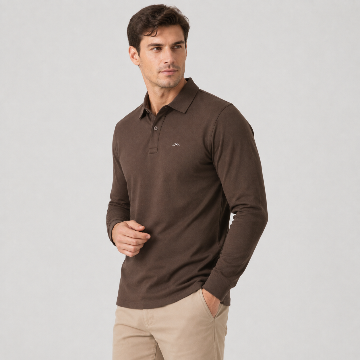 Montviro | Men's Polo Shirt Geometric Print Long Sleeve Regular Fit