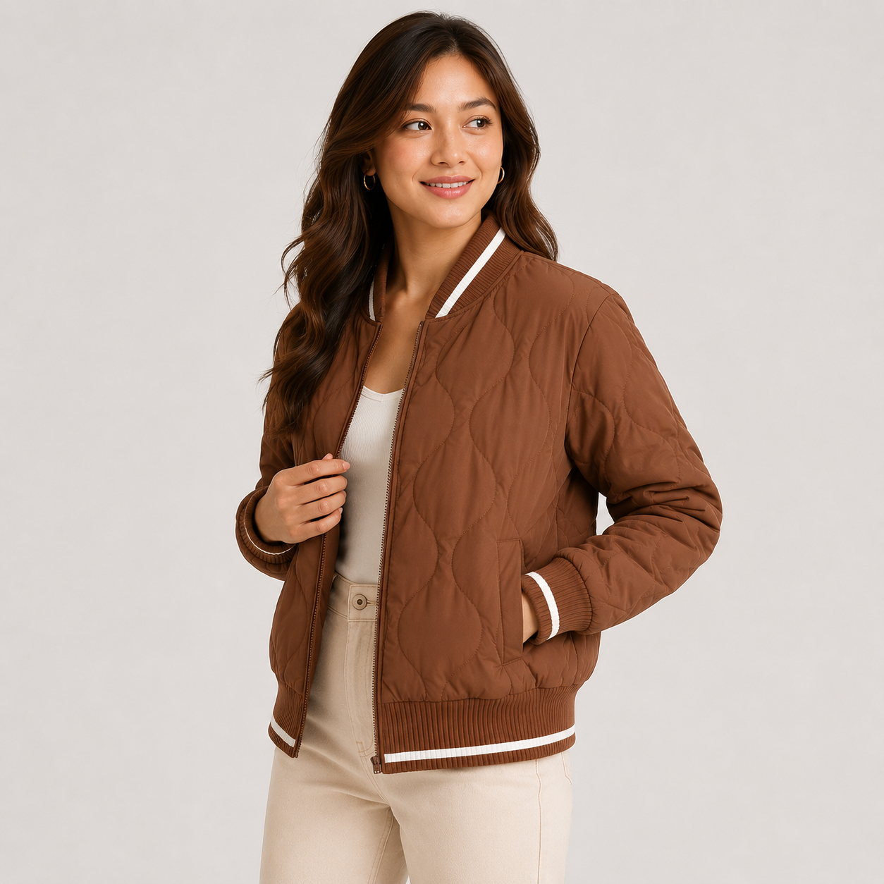 Montviro | Women’s Warm Padded Winter Coat Elegant Color Block Jacket