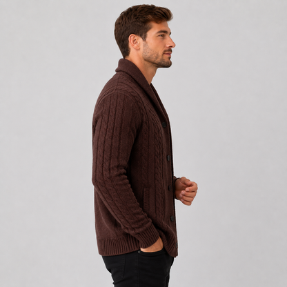 Montviro | Men's Cable Knit Cardigan – Warm Button Front Winter Sweater