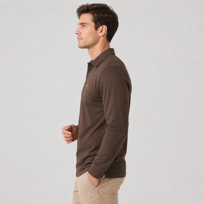 Montviro | Men's Polo Shirt Geometric Print Long Sleeve Regular Fit
