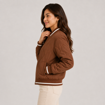 Montviro | Women’s Warm Padded Winter Coat Elegant Color Block Jacket