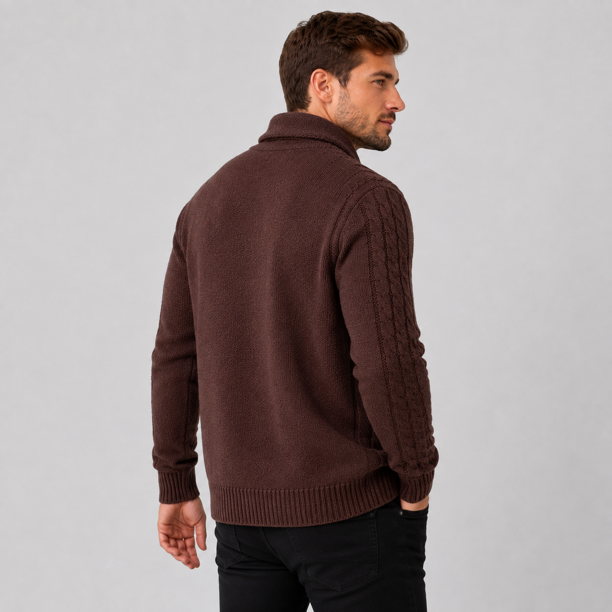 Montviro | Men's Cable Knit Cardigan – Warm Button Front Winter Sweater