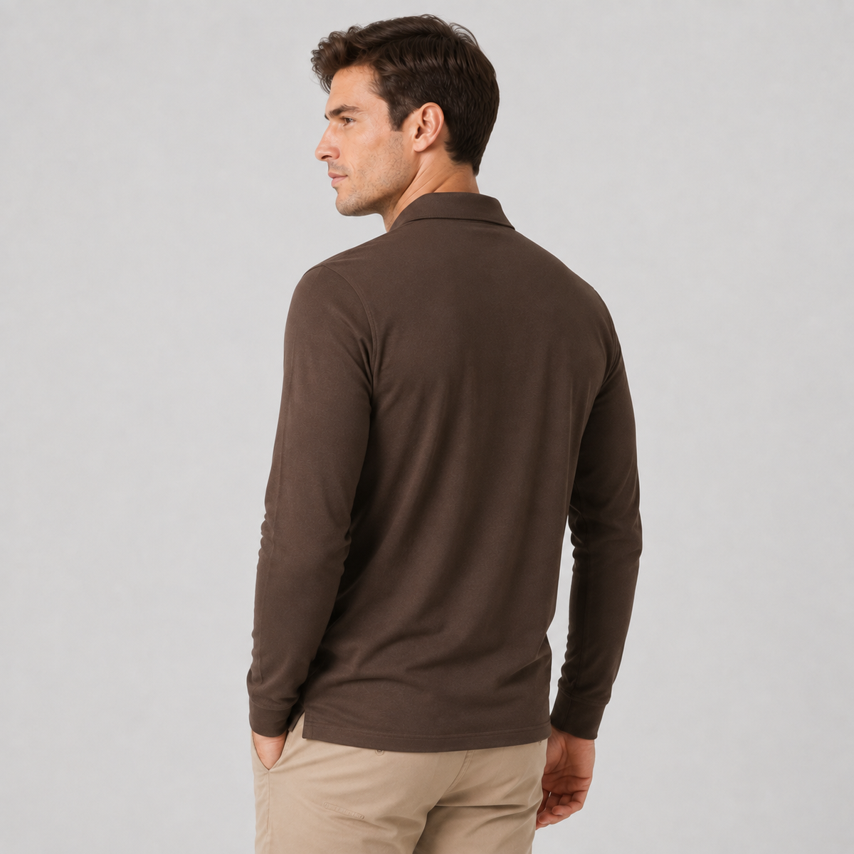 Montviro | Men's Polo Shirt Geometric Print Long Sleeve Regular Fit