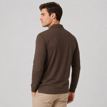 Montviro | Men's Polo Shirt Geometric Print Long Sleeve Regular Fit