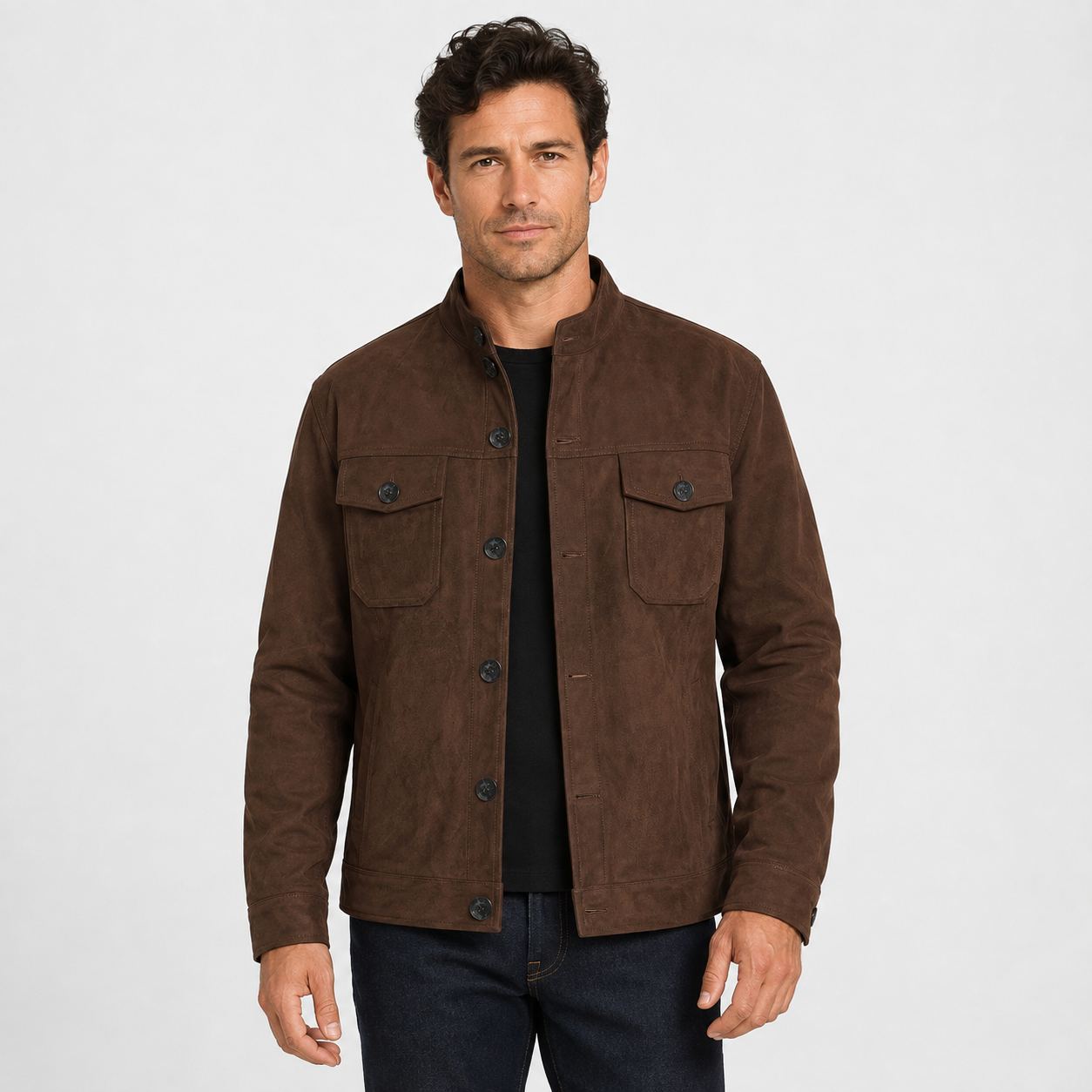 Montviro | Men's Casual Jacket Stand Collar Button Front
