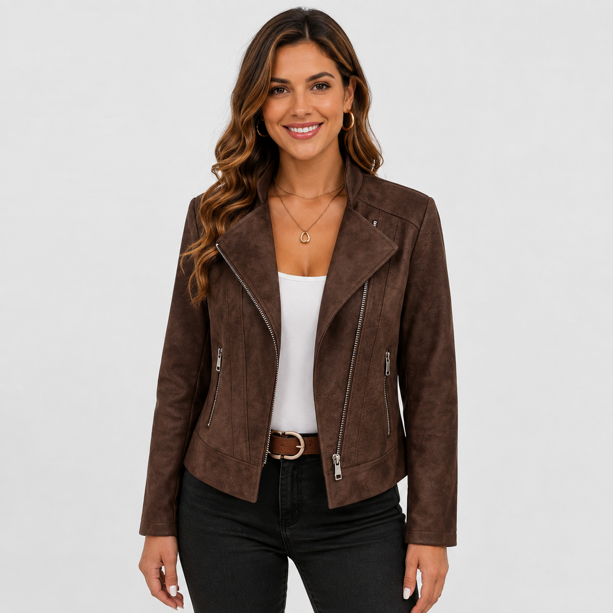 Montviro | Women’s Biker Jacket – Stand Collar Plus Size