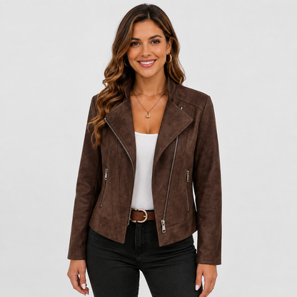 Montviro | Women’s Biker Jacket – Stand Collar Plus Size