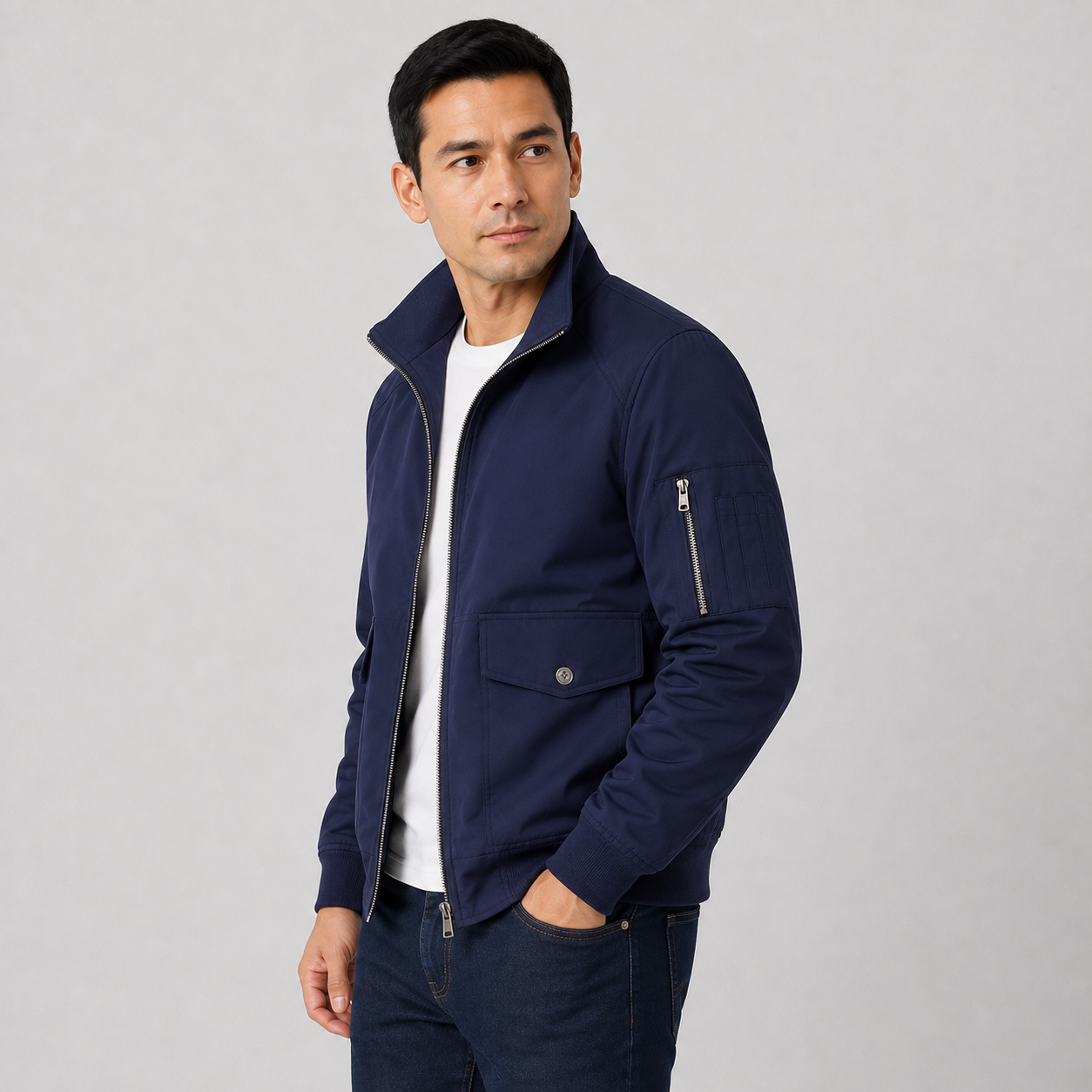 Montviro | Men’s Bomber Jacket – Multi-Pocket Zip-Up Regular Fit