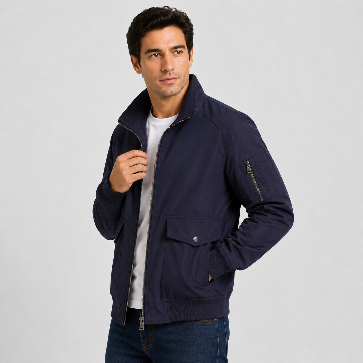 Montviro | Men's Bomber Jacket – Thickened Woven Fabric, Regular Fit