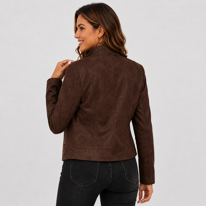 Montviro | Women’s Biker Jacket – Stand Collar Plus Size