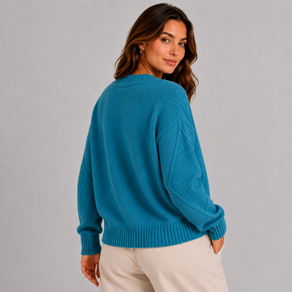 Montviro | Women’s Cardigan Cable Knit Button Front V-Neck Sweater