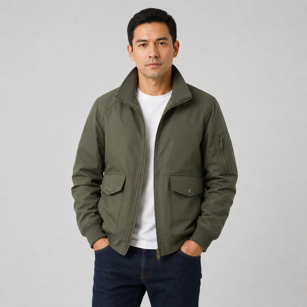 Montviro | Men’s Bomber Jacket – Multi-Pocket Zip-Up Regular Fit