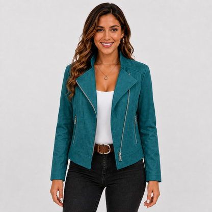 Montviro | Women’s Biker Jacket – Stand Collar Plus Size