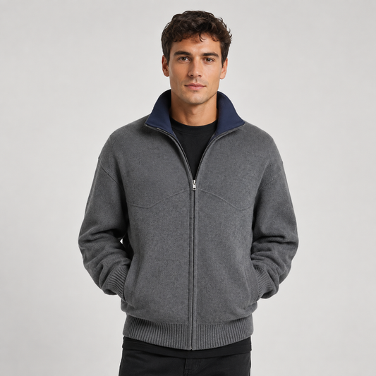 Montviro | Men's Knit Zip Cardigan Stand Collar Regular Fit Fall Winter