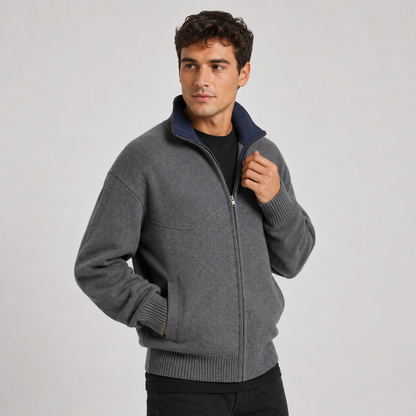 Montviro | Men's Knit Zip Cardigan Stand Collar Regular Fit Fall Winter