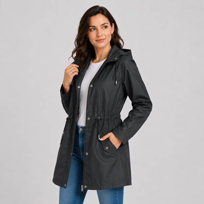 Montviro | Women's Plus Size Jacket Lightweight Hooded Cinched Waist