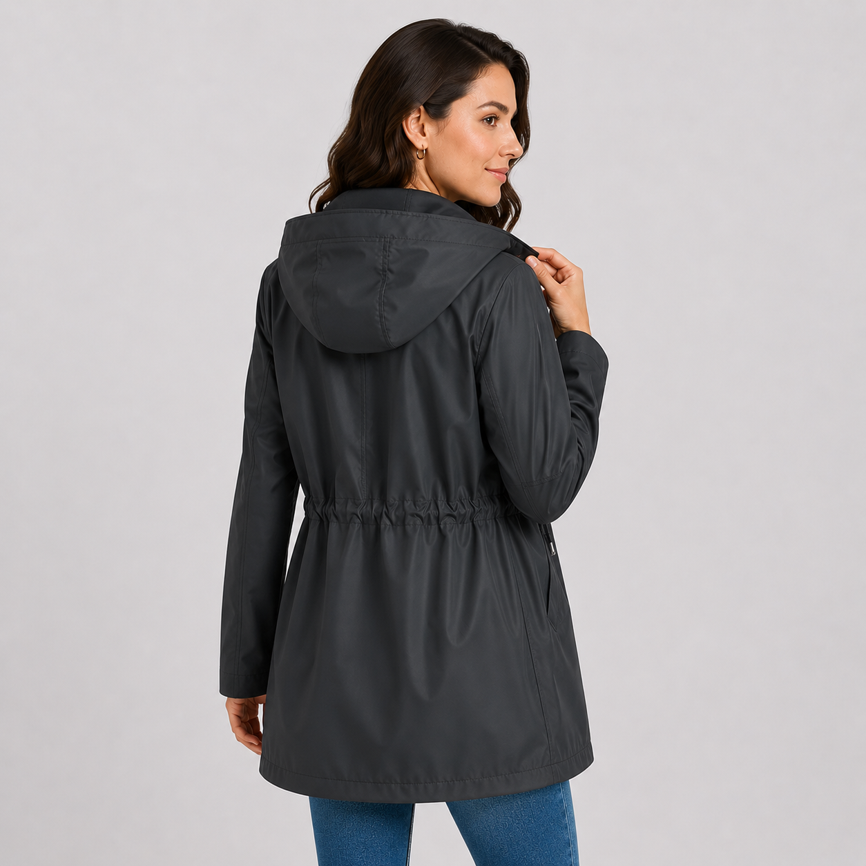 Montviro | Women's Plus Size Jacket Lightweight Hooded Cinched Waist