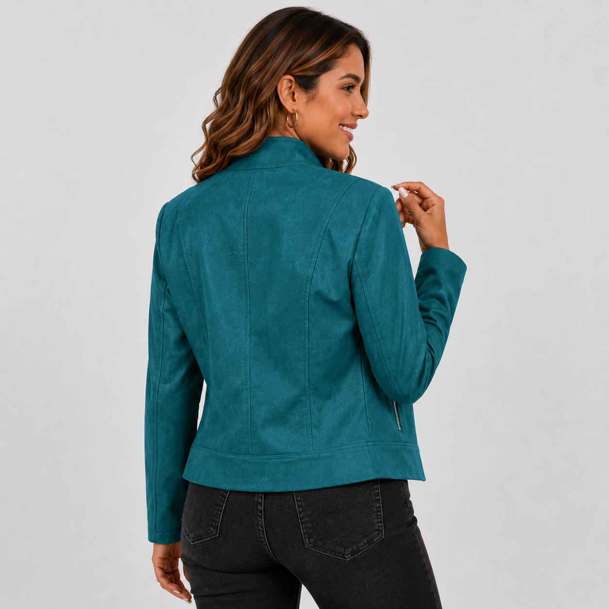 Montviro | Women’s Biker Jacket – Stand Collar Plus Size