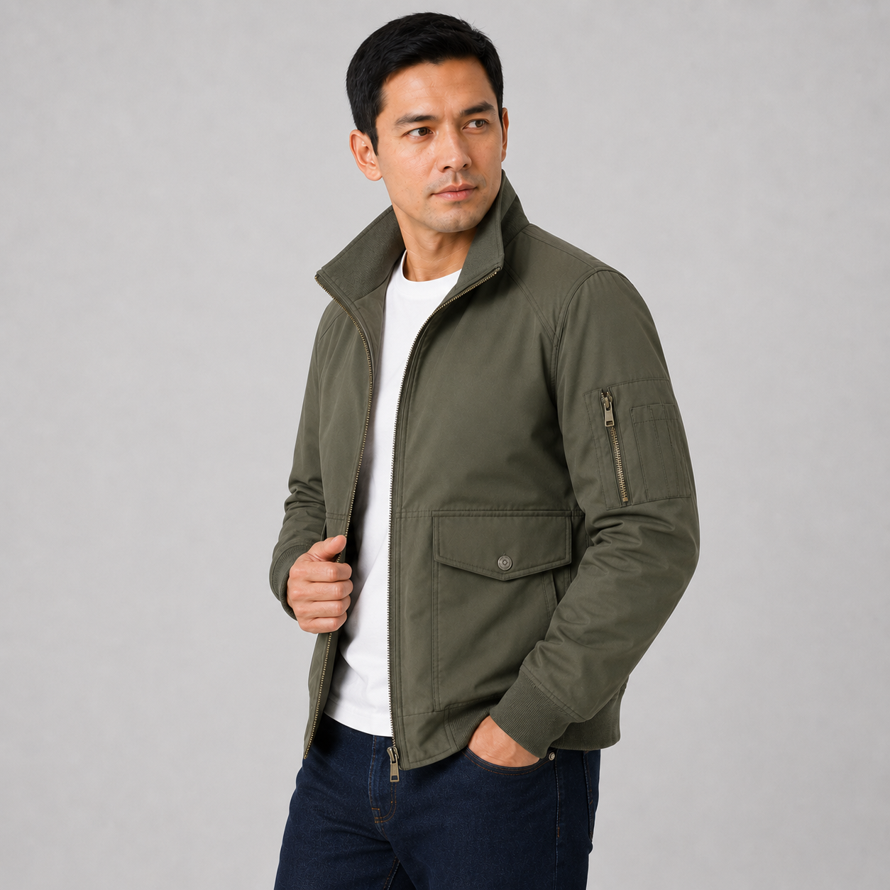 Montviro | Men’s Bomber Jacket – Multi-Pocket Zip-Up Regular Fit