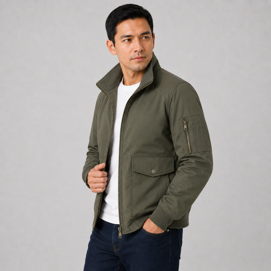 Montviro | Men’s Bomber Jacket – Multi-Pocket Zip-Up Regular Fit