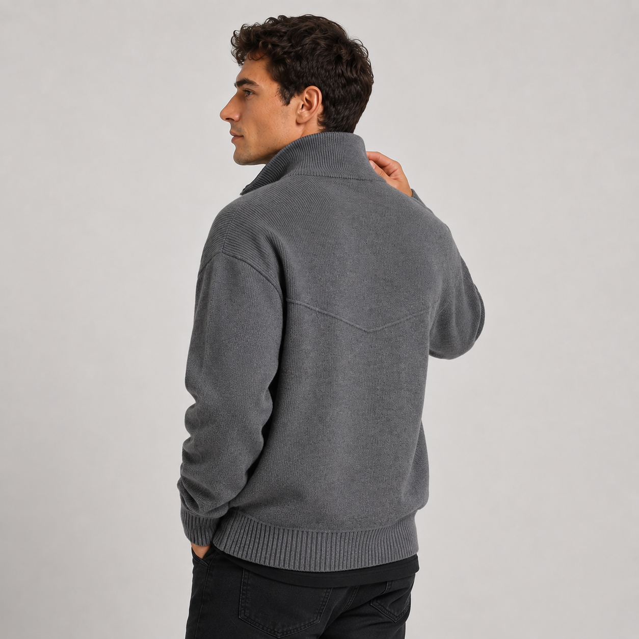 Montviro | Men's Knit Zip Cardigan Stand Collar Regular Fit Fall Winter