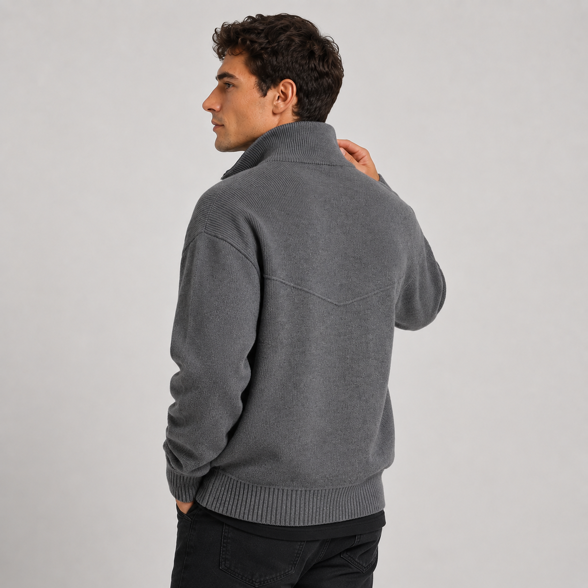 Montviro | Men's Knit Zip Cardigan Stand Collar Regular Fit Fall Winter