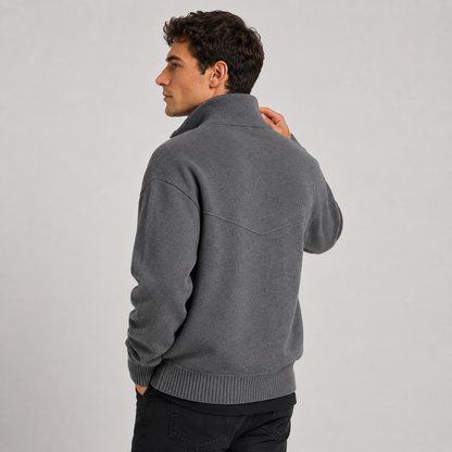 Montviro | Men's Knit Zip Cardigan Stand Collar Regular Fit Fall Winter