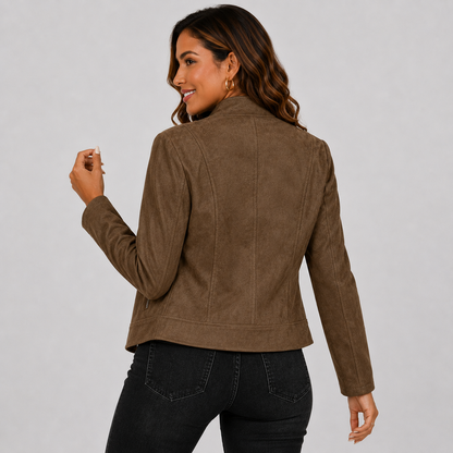 Montviro | Women’s Biker Jacket – Stand Collar Plus Size