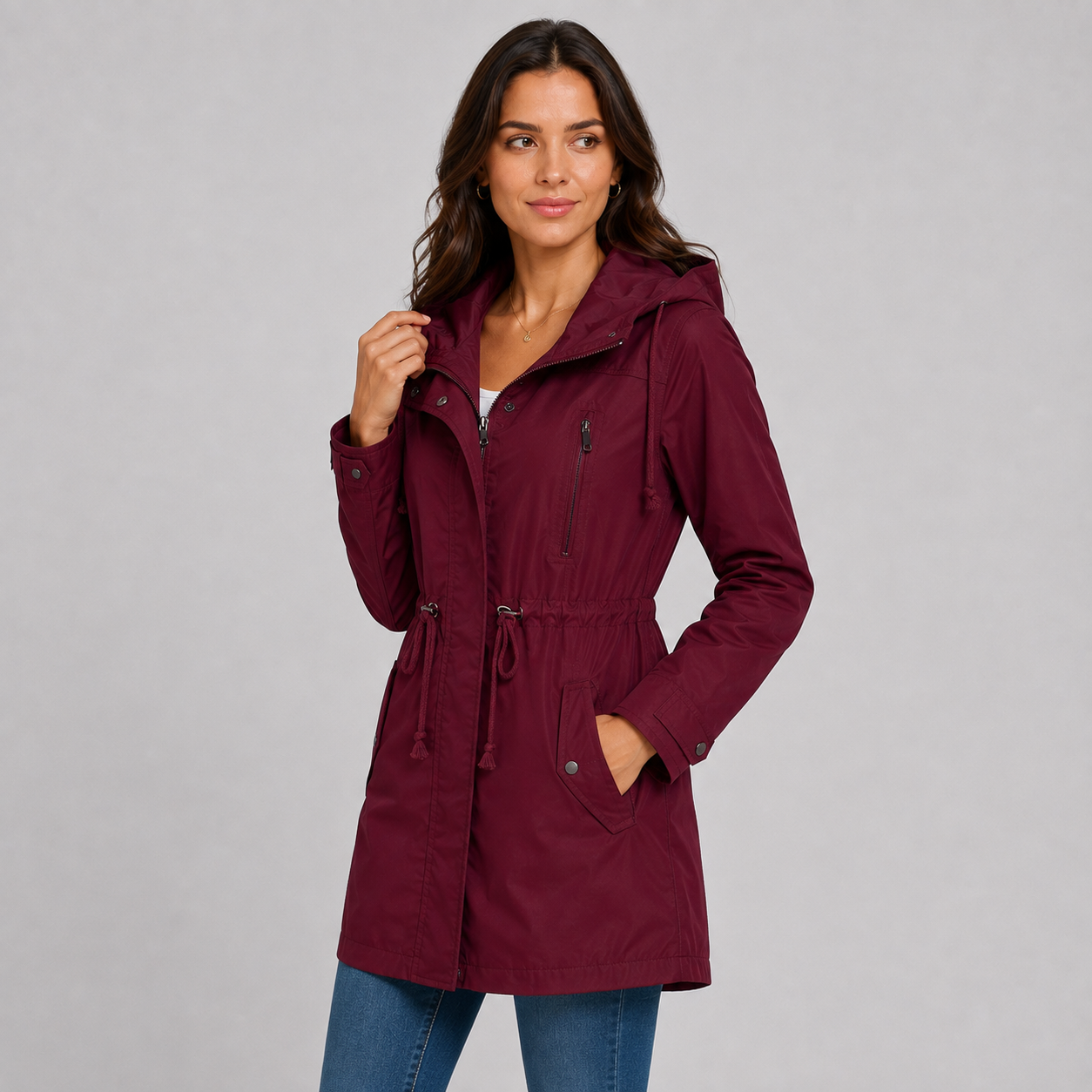 Montviro | Women’s Lightweight Hooded Windbreaker – Cotton Blend Jacket