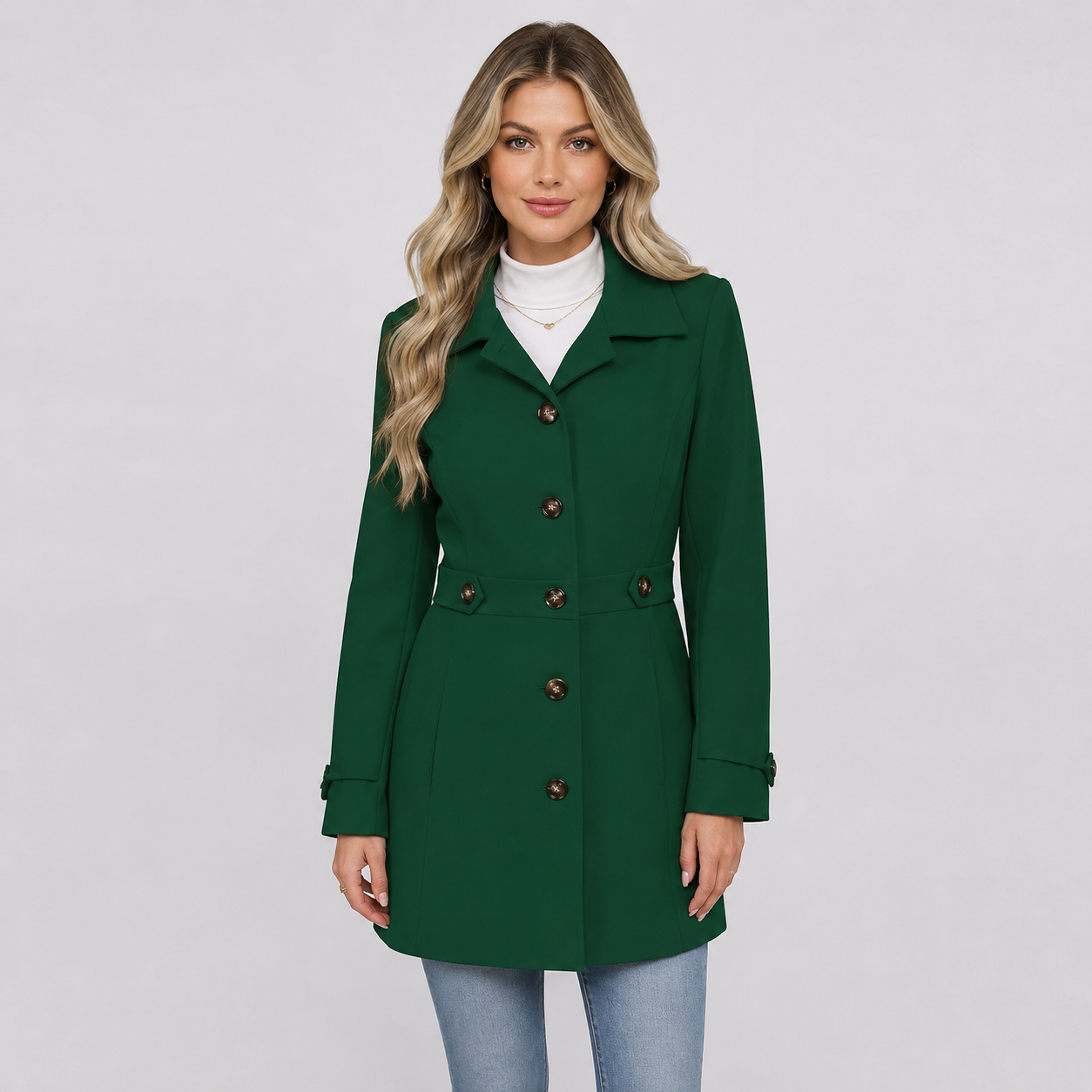 Montviro | Women’s Tweed Coat – Double Breasted Fall Winter Jacket