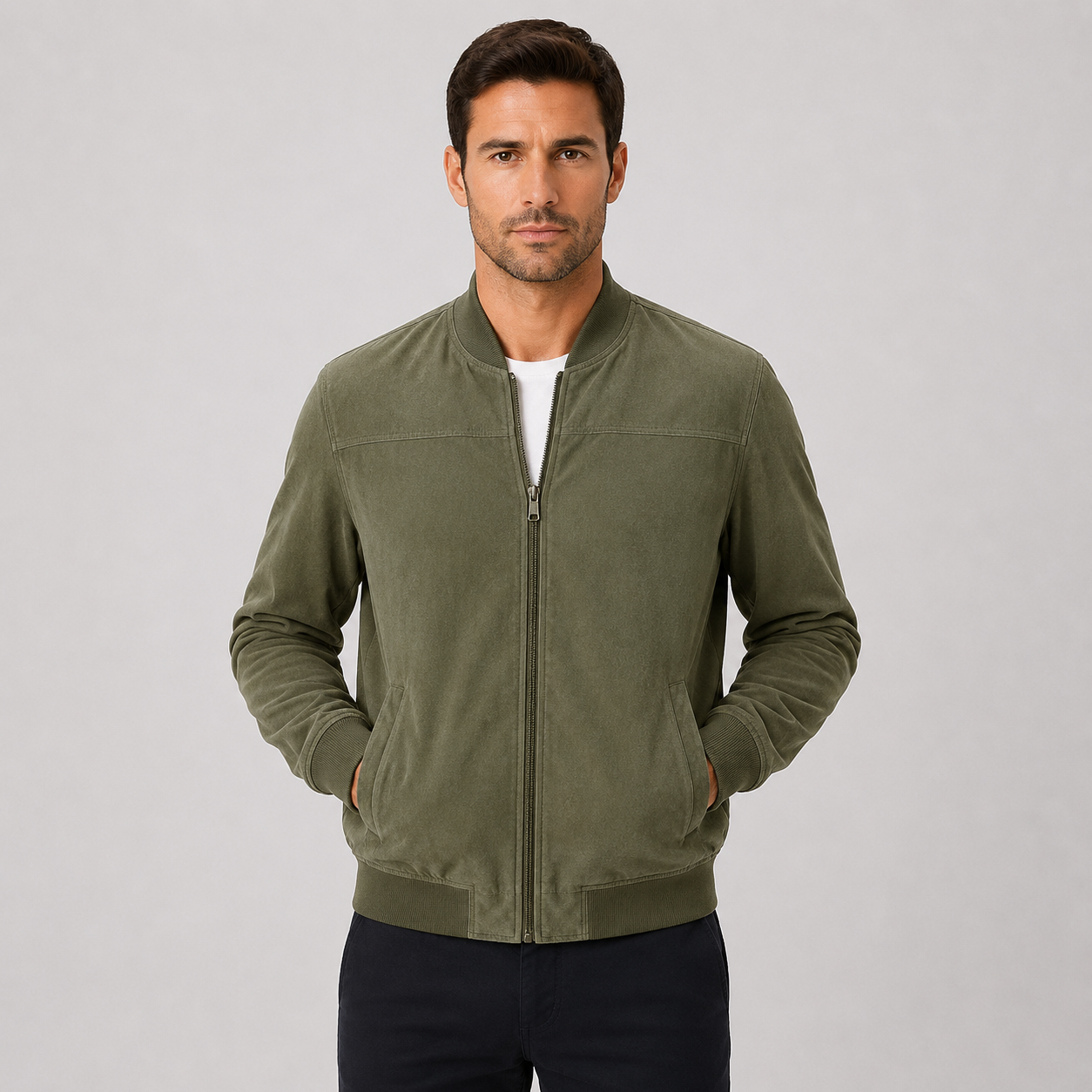Montviro | Men's Jacket Stand Collar Regular Fit Zip-Up Casual