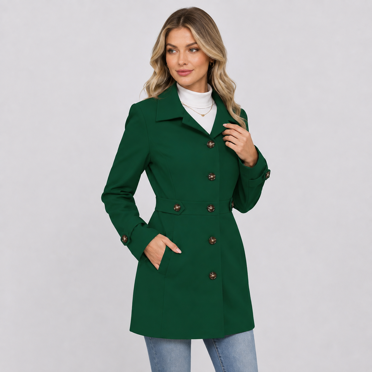 Montviro | Women’s Tweed Coat – Double Breasted Fall Winter Jacket