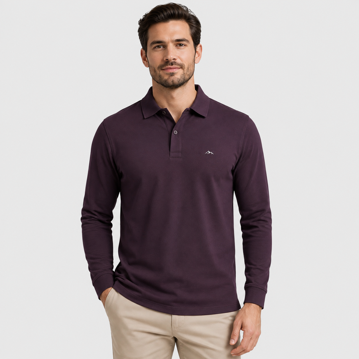 Montviro | Men's Polo Shirt Geometric Print Long Sleeve Regular Fit