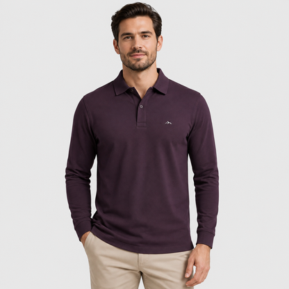 Montviro | Men's Polo Shirt Geometric Print Long Sleeve Regular Fit