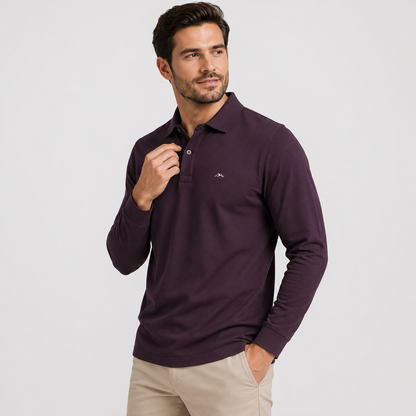 Montviro | Men's Polo Shirt Geometric Print Long Sleeve Regular Fit